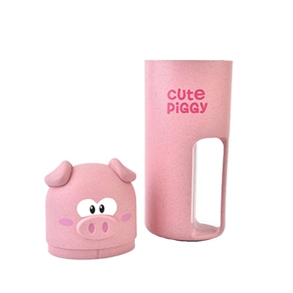 Toothbrush holder for travel, piggy shape, pink color, model P10P